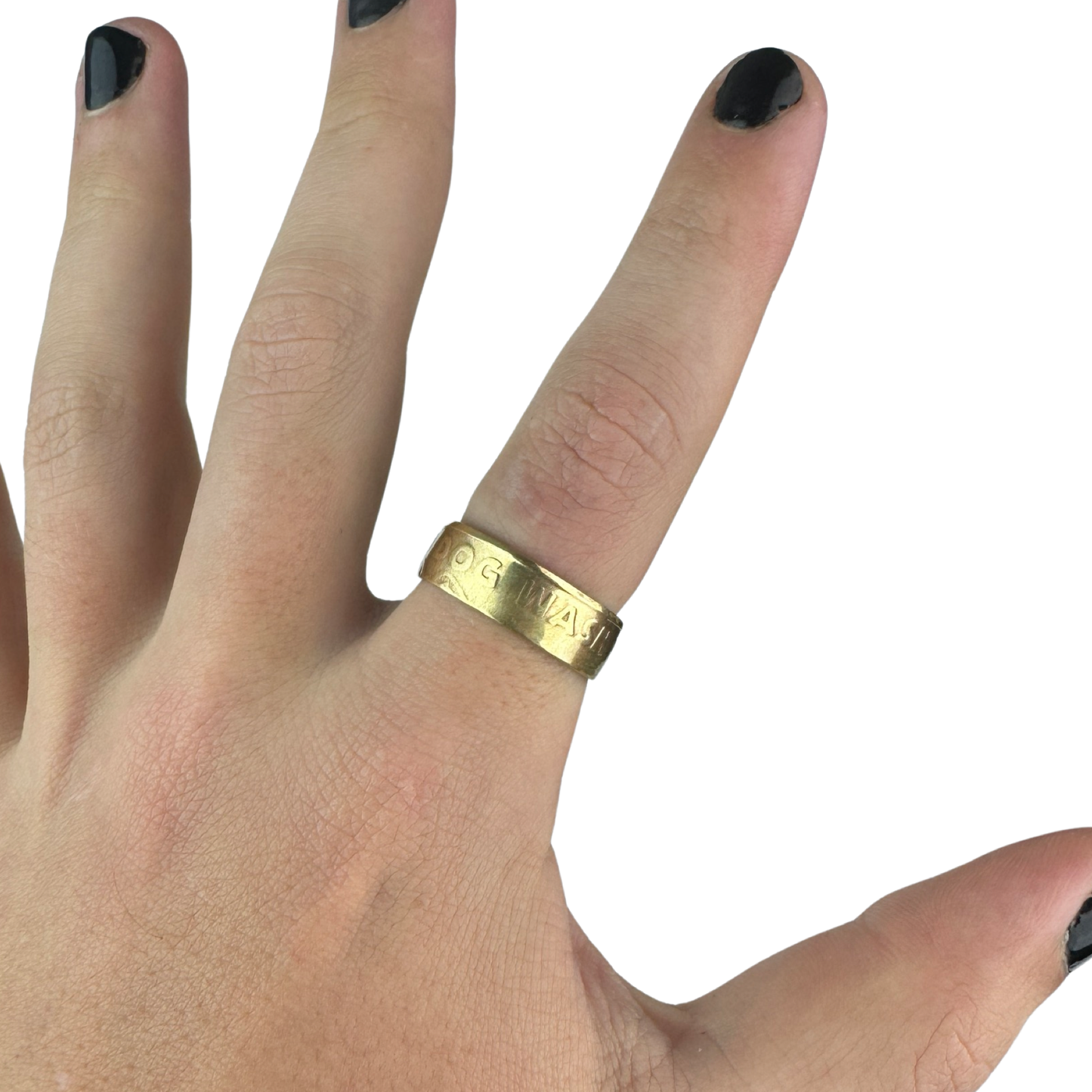 Gold Dog Wash Token Coin Ring