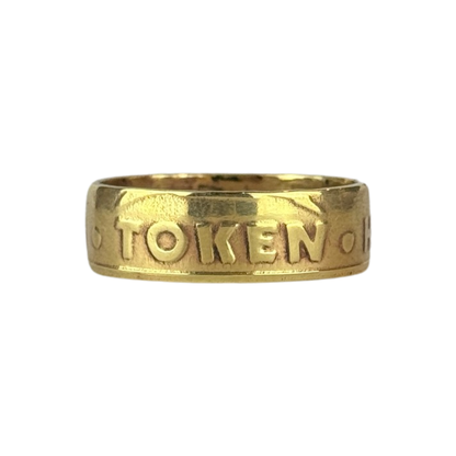 Gold Dog Wash Token Coin Ring